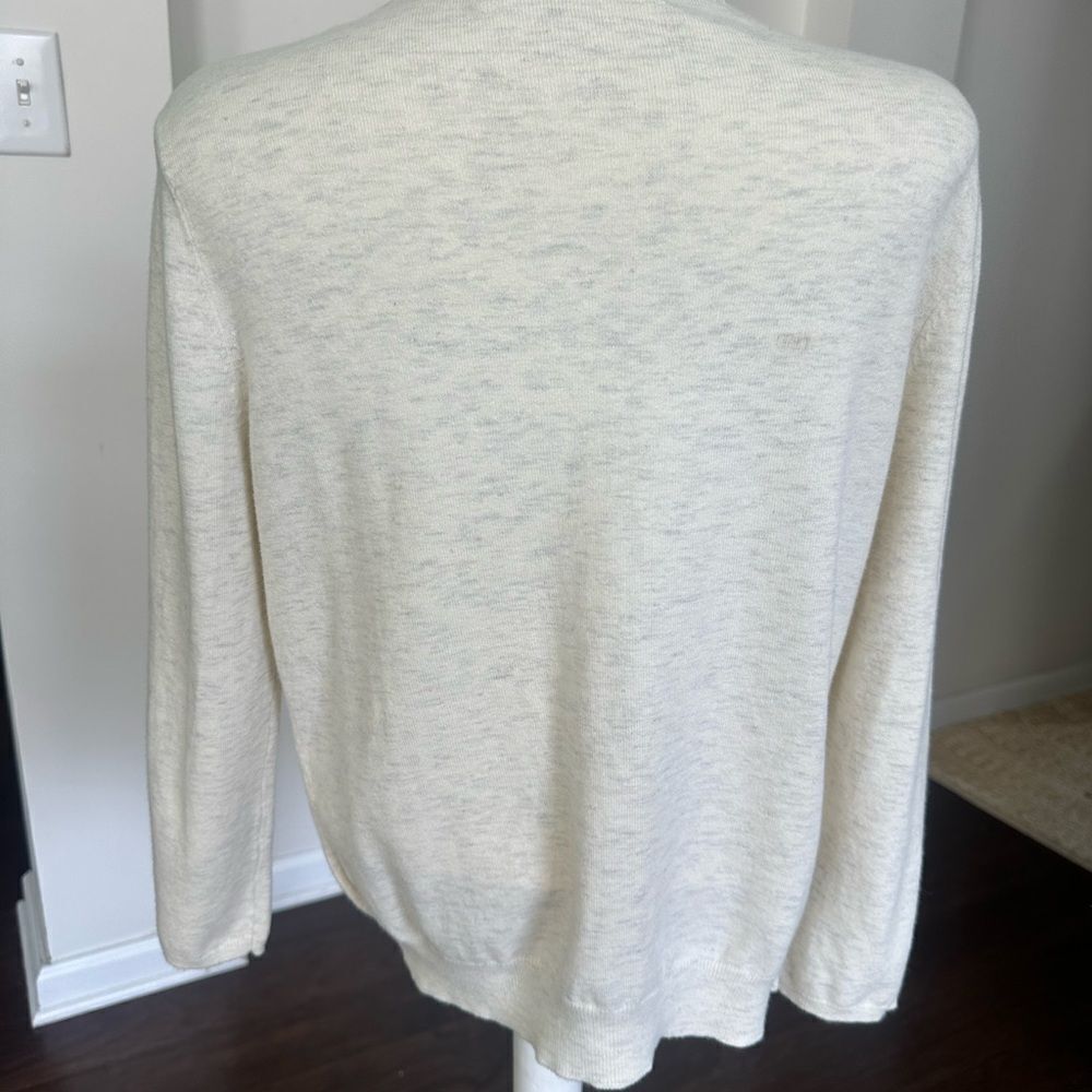 Anthropologie Sparrow Ivory Scalloped Layered Cashmere Cardigan Sweater L - Picture 4 of 6